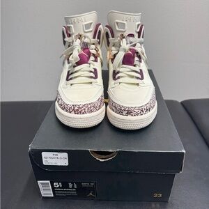Jordan Women’s Cream & Burgundy High-Top Sneakers